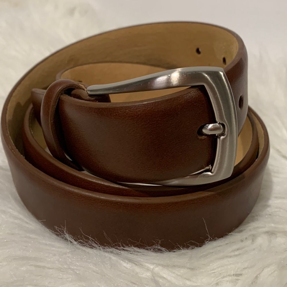 TASSO Elba brown leather belt with silver buckle NWOT men’s sz 36/90